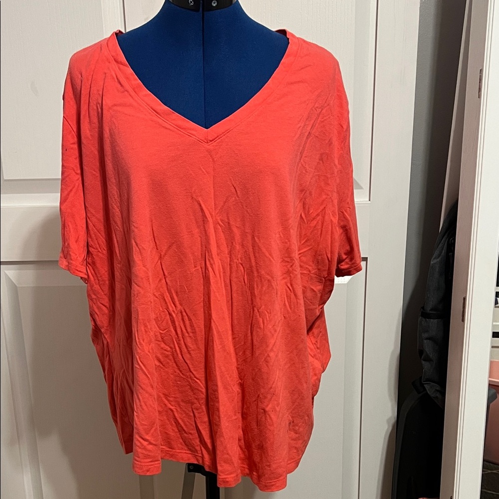 Terra & Sky V-Neck Coral Top